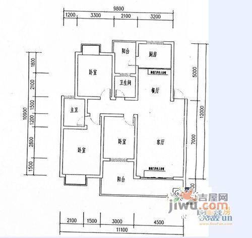 漓水书香3室2厅2卫户型图