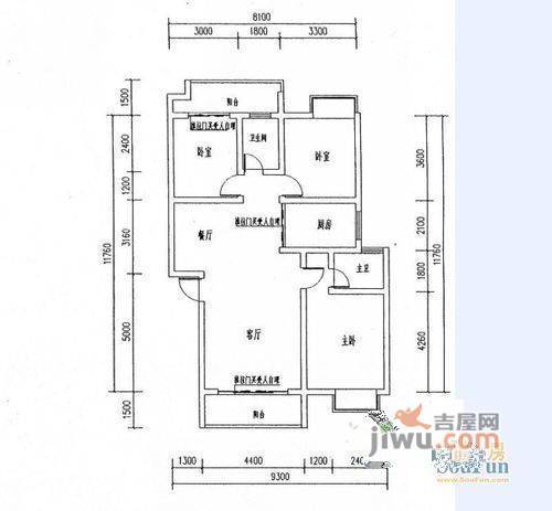 漓水书香3室2厅2卫户型图