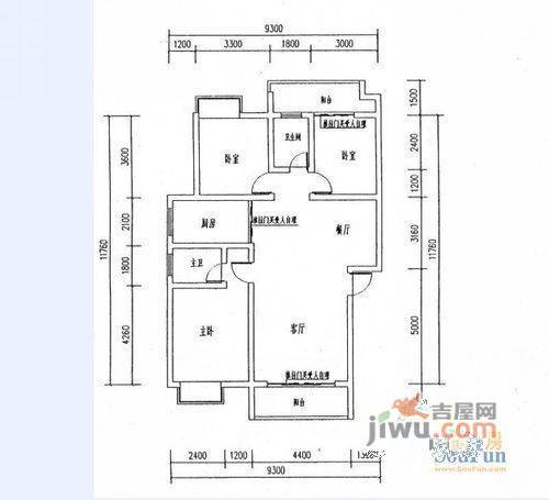 漓水书香3室2厅2卫户型图