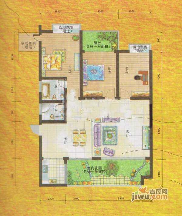 兴达江山领秀3室2厅2卫户型图