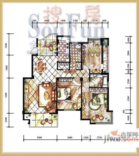 桂林奥林匹克花园3室2厅2卫149㎡户型图