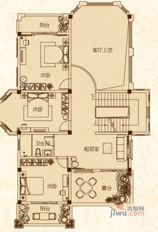 桂林奥林匹克花园3室2厅1卫127.1㎡户型图