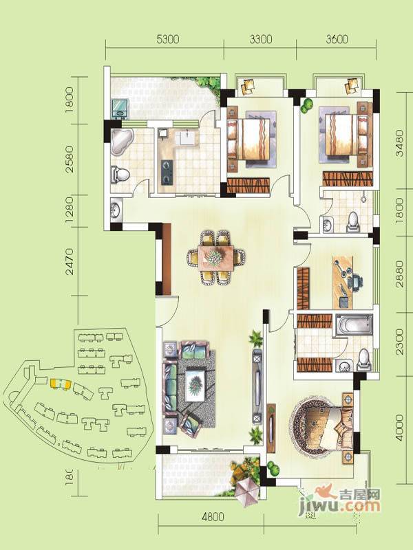 华御公馆4室2厅3卫150㎡户型图