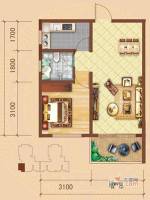 锦江国际1室2厅1卫54㎡户型图