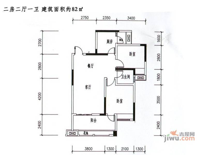 兴荣郡1室1厅1卫54㎡户型图