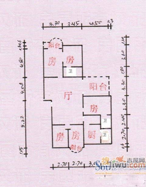 奇峰小筑2室2厅1卫户型图