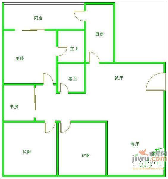 惠龙世纪城3室2厅2卫123.6㎡户型图