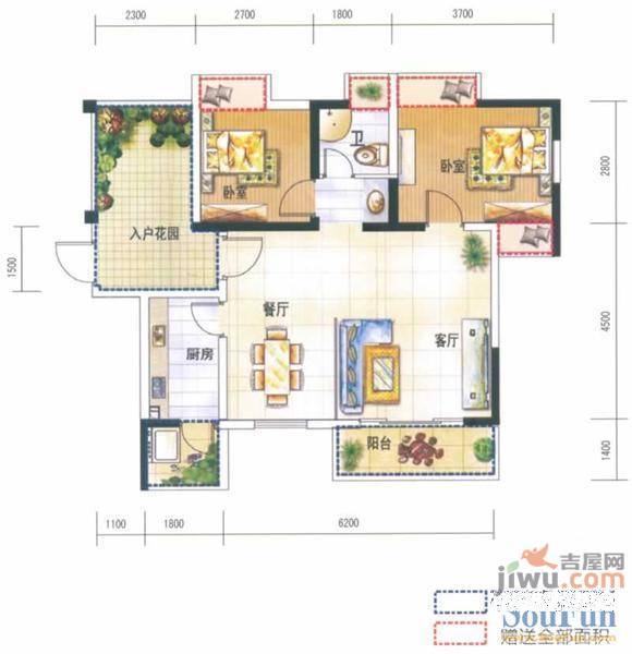 阳光棕榈园2室2厅1卫户型图