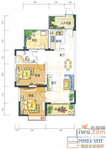 阳光棕榈园2室2厅1卫户型图