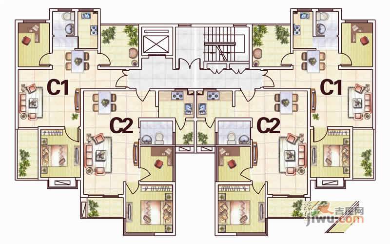 前城优乐2室2厅1卫73.5㎡户型图