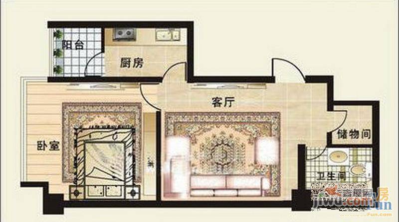 安然辰龙公寓2室1厅1卫62.5㎡户型图