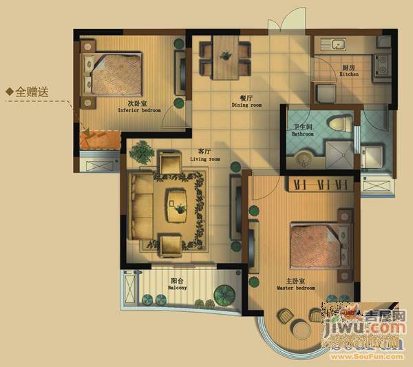 利港银河新城2室2厅1卫89㎡户型图