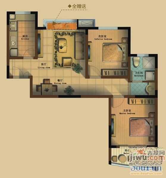 利港银河新城2室2厅1卫104㎡户型图