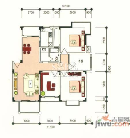 实嘉原创生活3室2厅2卫114㎡户型图