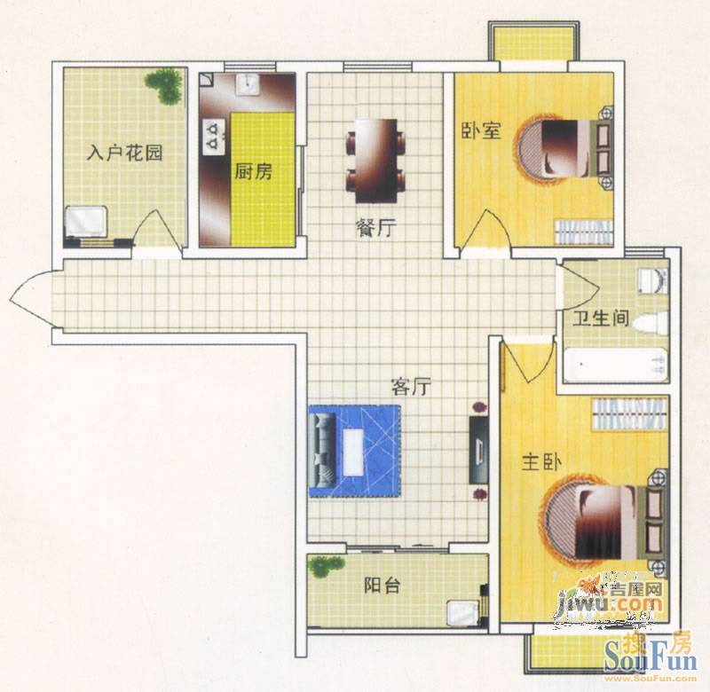 实嘉原创生活3室2厅2卫114㎡户型图