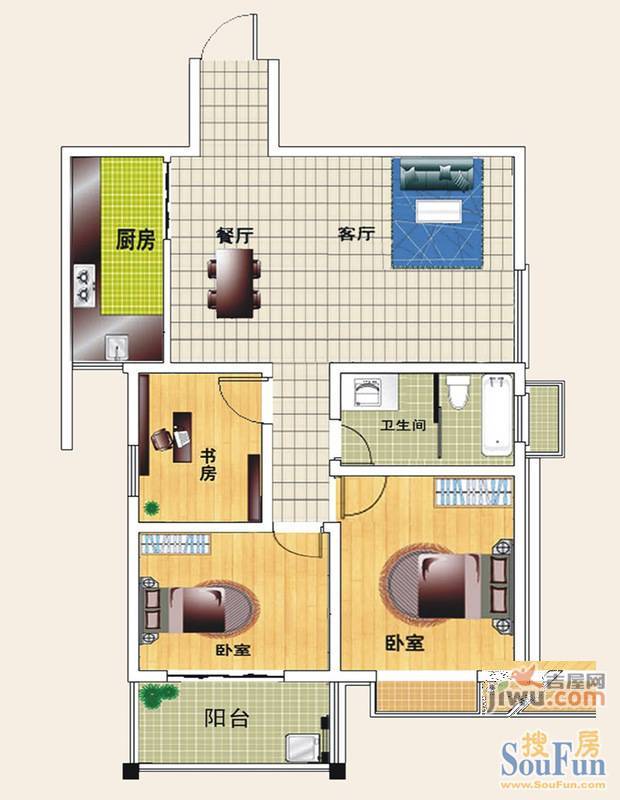 实嘉原创生活3室2厅2卫114㎡户型图