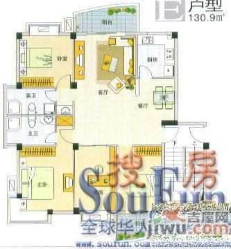 香江生态丽景3室2厅2卫100㎡户型图