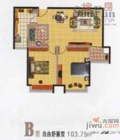上海城市2室2厅1卫103㎡户型图
