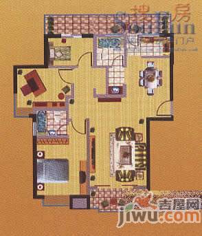 上海城市3室2厅2卫136.8㎡户型图