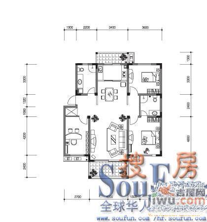 广利花园2室2厅1卫户型图