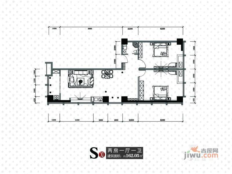 天一大厦天天公寓2室1厅1卫162.1㎡户型图