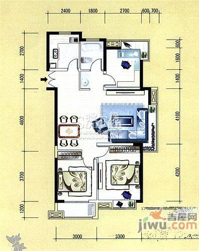 蓝鼎滨湖假日枫丹园3室2厅1卫103.5㎡户型图