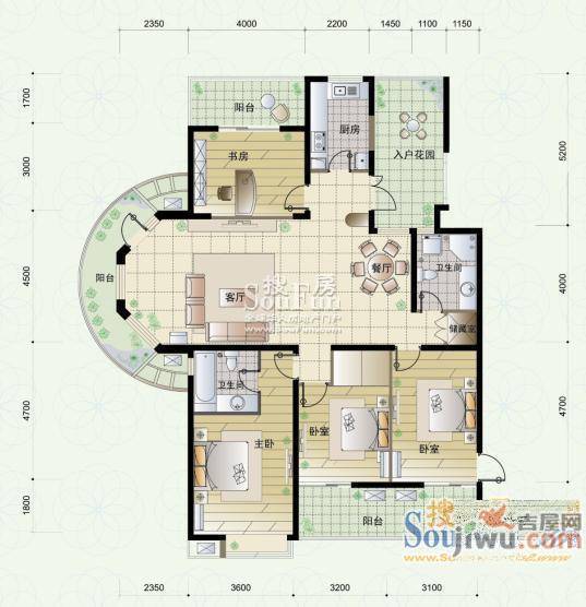 滨湖世纪城临滨苑2室2厅1卫户型图