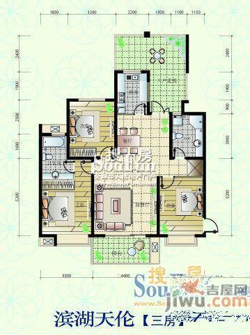 滨湖世纪城临滨苑2室2厅1卫户型图