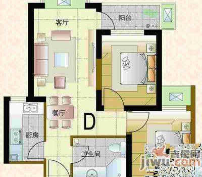 滨湖世纪城树荫苑2室1厅1卫户型图