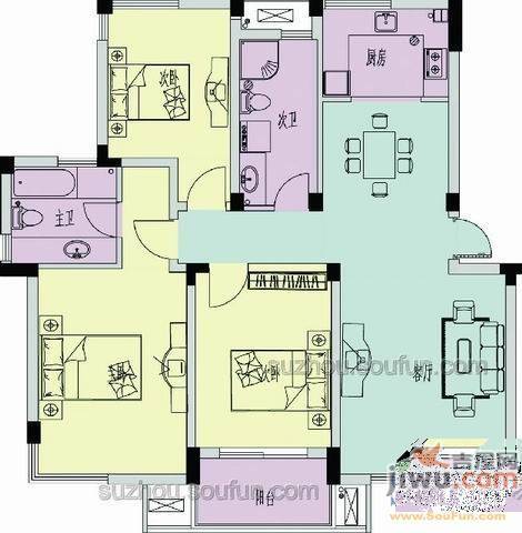 中环东方名景4室2厅2卫142㎡户型图