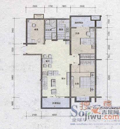 鑫苑望江花园3室2厅1卫125.9㎡户型图