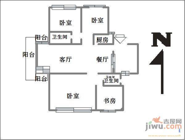 金地国际城1室1厅1卫37㎡户型图