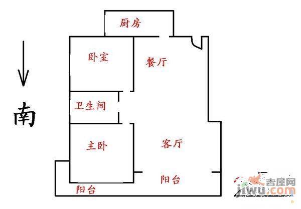 金地国际城1室1厅1卫37㎡户型图