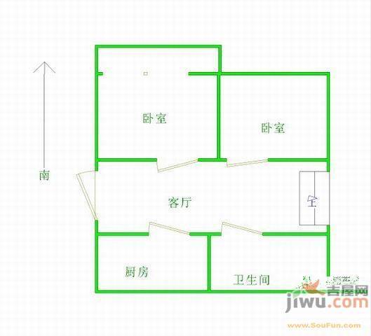 金地国际城1室1厅1卫37㎡户型图