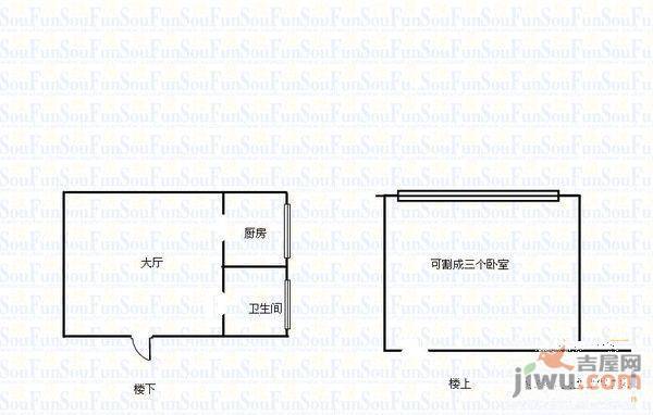 金地国际城1室1厅1卫37㎡户型图