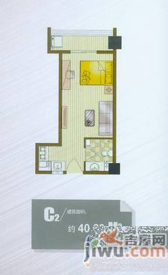 金地国际城1室1厅1卫37㎡户型图