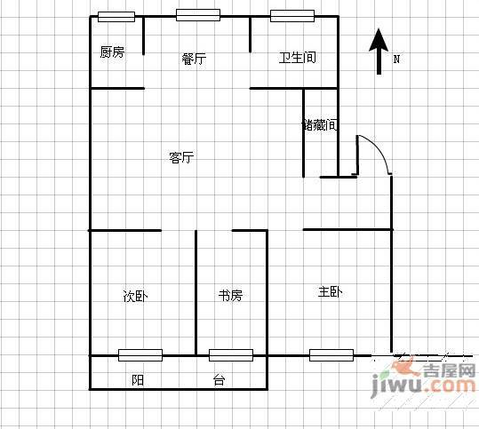 海棠花园3室2厅1卫116㎡户型图