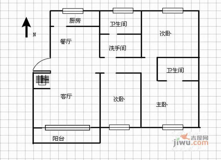 海棠花园3室2厅1卫116㎡户型图