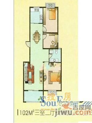 阳光汇景2室2厅1卫80㎡户型图