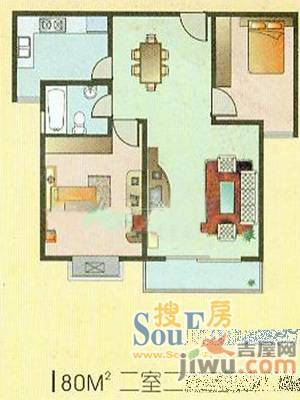 阳光汇景2室2厅1卫80㎡户型图