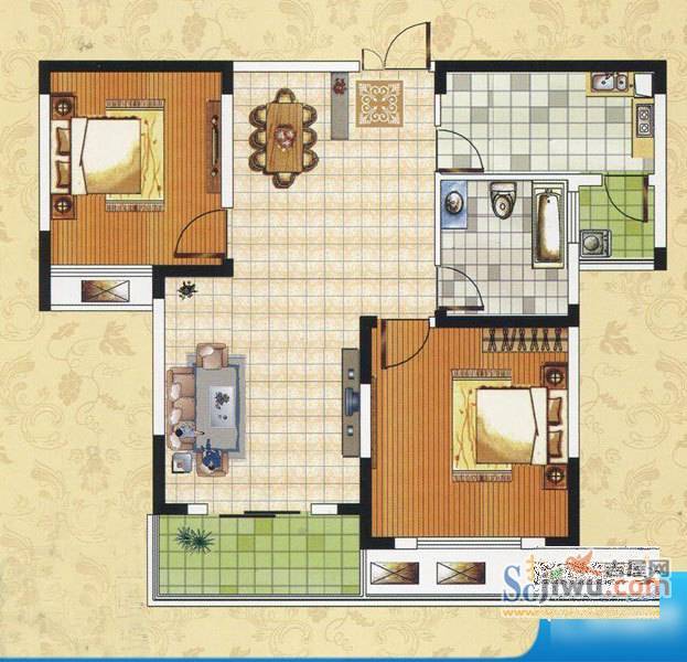 颐园世家3室2厅2卫135.4㎡户型图