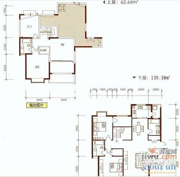 颐园世家3室2厅2卫135.4㎡户型图