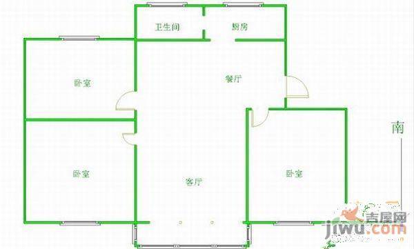 翡翠园2室2厅1卫92㎡户型图