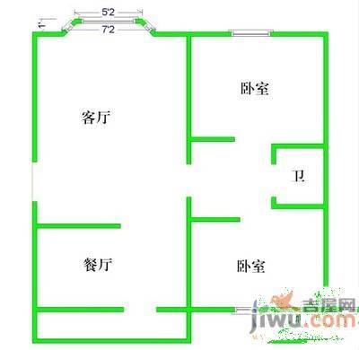 翡翠园2室2厅1卫92㎡户型图