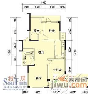 绿城百合公寓2室1厅1卫85㎡户型图