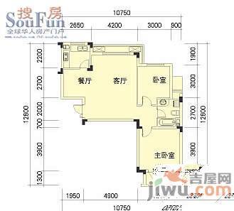 绿城百合公寓2室1厅1卫85㎡户型图