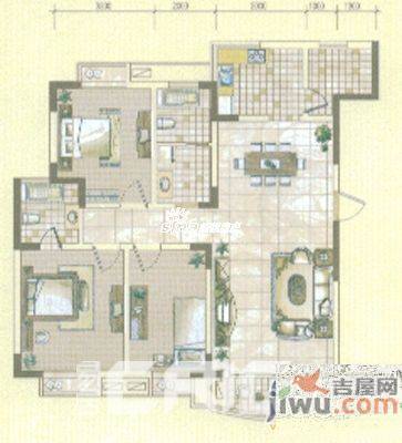 乡村花园南艳湾3室2厅2卫133㎡户型图