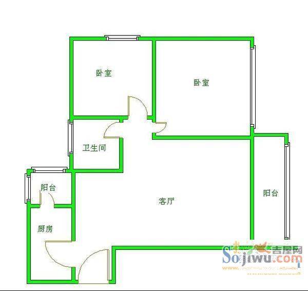 九龙园3室1厅2卫户型图