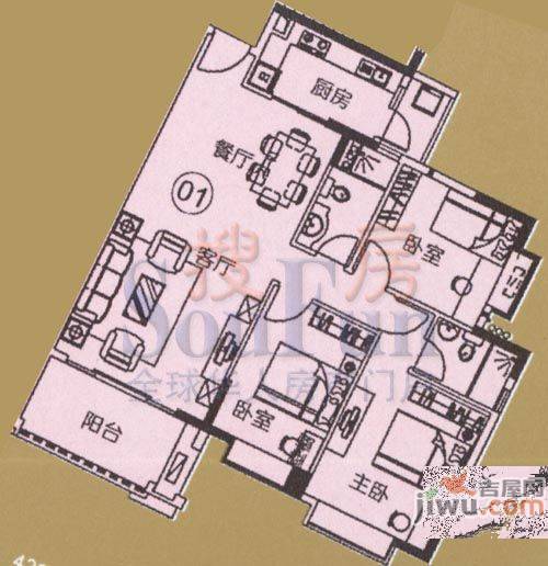 乡村花园双湖美墅4室2厅2卫户型图