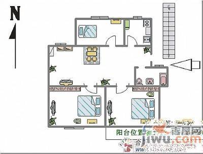 天门湖新界3室2厅1卫118㎡户型图